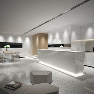 Plans de toilette de salle de bain en <span class=keywords><strong>marbre</strong></span> beige artificiel de conception moderne Lisheng, grande dalle avec garantie de 5 ans pour une utilisation hôtelière - Product Image 3