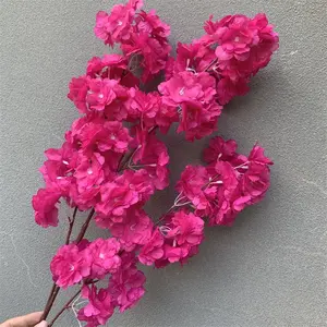 O-315 OEMカスタマイズされた結婚式の装飾1mロングローズレッドホットピンク人工シルク日本の桜の枝