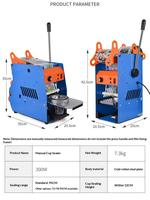Machine de scellage semi-automatique commerciale personnalisée à pression manuelle pour boissons, avec emballage sous film pour gobelets de thé au lait et de lait de soja