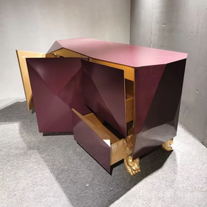 ตู้ไซด์บอร์ดทรงเหลี่ยมทันสมัยเคลือบเงาสูง สำหรับห้องรับประทานอาหารส่วนตัวของร้านอาหารมิชลิน และตกแต่งทางเข้าวิลล่าสไตล์อาร์ตเดโค - Product Image 6