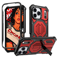 Étui magnétique Armor Shield en TPU et PC avec support pliable en aluminium à 60 degrés pour iPhone 15 14 16 17 Pro Max