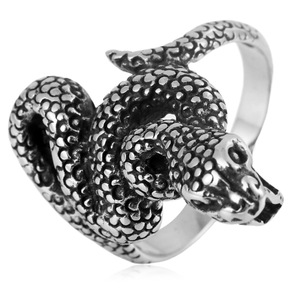 yunnique Snake <b>Titanium</b> Steel <b>Ring</b> Silver Unisex Fashion Jewelry Gift Animal Zodiac Design - Product Image 1