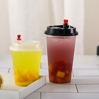Échantillon gratuit, logo personnalisé, gobelets en plastique transparents à fond plat en PET/PP de 10, 12, 14, 16, 18, 20 oz pour café glacé, matcha, avec couvercles