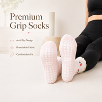 Chaussettes de yoga antidérapantes personnalisées avec logo pour femmes, avec volants et détail de revers - Chaussettes de fitness Pilates respirantes à séchage rapide