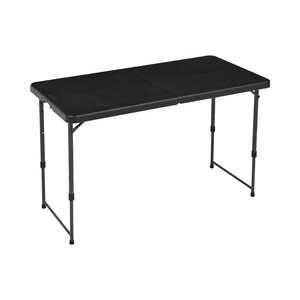 Ensemble table et <span class=keywords><strong>chaises</strong></span> pliantes rectangulaires modernes noires de <span class=keywords><strong>4</strong></span> <span class=keywords><strong>pieds</strong></span>, meubles de patio en plastique portables pour l'extérieur - Product Image 1