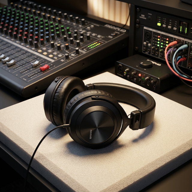 Midiplus HM80 Professional Studio Monitor Headphones 50mm Driver Over-Ear Wired Headsets for Recording Mixing Mastering DJ