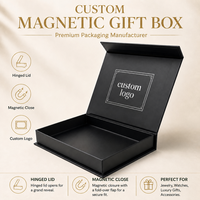 Boîte de présentation magnétique pliable de luxe personnalisée, grande taille, noir classique, papier rigide épais de 2 mm pour offrir en cadeau