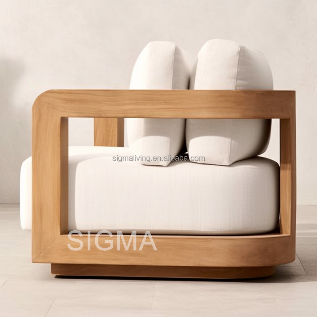 Hot Selling Water-resistant Outdoor Furniture Garden Wooden Frame Patio Sofa Set Teak Wood Sofa