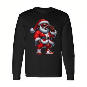 T-shirt a maniche lunghe con design natalizio in stile hip hop, design street style - Product Image 2