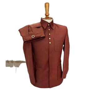 Traje Casual de Verano para Hombre, Transpirable, de Lino/Algodón, Cuello Solapa, Cierre de Cremallera, Corte Slim Fit, Color Amarillo - Product Image 1