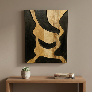 Plaque murale ronde en bois artisanale WA-003 |   Décoration d'intérieur abstraite de style mid-century modern - Product Image 2