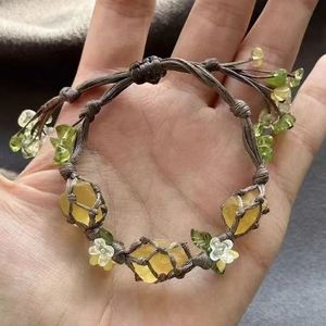 สร้อยข้อมือหินอบเชยและพลังชีวิต macrame รักษาคริสตัลกำไลข้อมือถักลายดอกไม้เล็กสร้อยข้อมือฟลูออไรต์ - Product Image 3