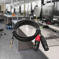 Kabel Y-Splitter XLR 3.5mm Betina, Tanpa Penyeimbang, Selubung PVC, Jack Mini 1/8 Inci TRS Stereo Aux Interkoneksi Audio Mic Breakout Mobil