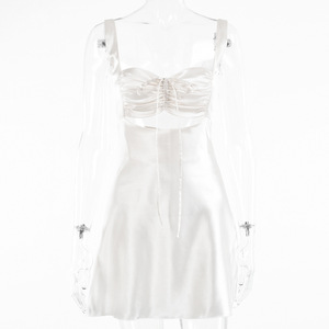 Vestido Mini Halter con Cintura Natural, Espalda Descubierta y Lazos, Transpirable, para Fiesta o Uso Casual - Product Image 4