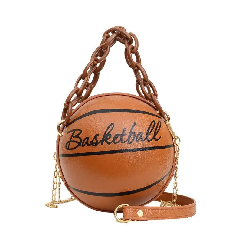 Personalized Funny Small Round Women's Bag 2023 New Basketball Bag Crossbody Pink ins Chain Bag