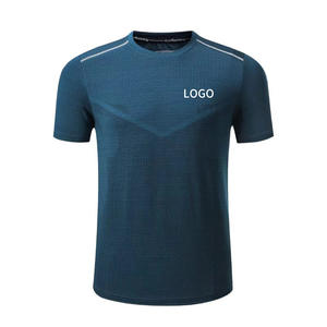 男士速干休闲运动t恤健身跑步实心图案圆领短袖针织面料 - Product Image 6