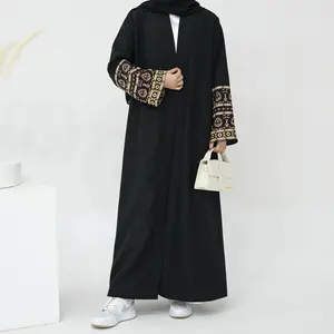 2024 Loriya Abaya Women Muslim Dress Islamic Clothing Linen Kimono Abaya Designs Classic Black Abayas for Women