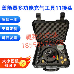 Outil de remplissage d'air multifonctionnel pour accumulateurs, 11 connecteurs, combinaison de remplissage d'azote, tuyau en acier inoxydable étiquetable 1 pouce - Product Image 4
