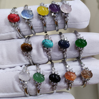 Bague en pierres précieuses naturelles (aigue-marine, améthyste, quartz rose, œil de tigre) et diamants, bijoux de mode pour femmes.