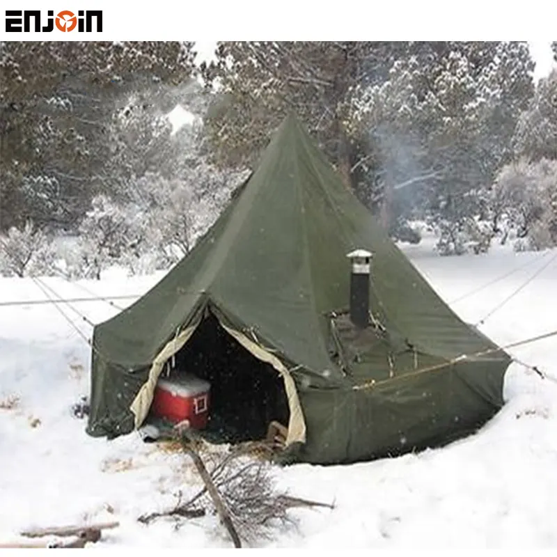 ENJOIN için üçlü katmanlı ordu askeri stil tuval kış çadır satış