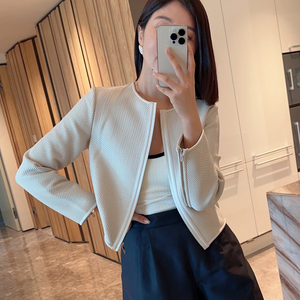 3241 New Hot Ladies Casual <strong>Short</strong> <strong>Jacket</strong> Handmade Long Sleeves Round Neck Breathable Feature <strong>White</strong> Color Genuine Leather <strong>Jacket</strong> - Product Image 3
