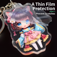 Porte-clés acrylique personnalisé en vrac époxy holographique Anime porte-clés transparent porte-clés en plastique breloque acrylique personnalisée en gros
