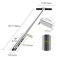 Kit d'analyse et d'échantillonnage de sol en acier inoxydable argenté et noir, 40x20 pouces, profondeur de piquage 25 cm, taille du port 3,6 cm