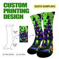 Chaussettes d'hiver unisexe imprimées pour Halloween, motifs Alien, Ovni, Maison Hantée, Citrouille, Chauve-souris, style fantaisie, drôle et original, style urbain, vente en gros