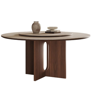 Juego <span class=keywords><strong>de</strong></span> <span class=keywords><strong>Mesa</strong></span> y Sillas Redondas <span class=keywords><strong>de</strong></span> Nogal Estilo Moderno Vintage, Resistentes a los Arañazos, Duraderas, para Hogar, Villa, Hotel, Comedor - Product Image 4