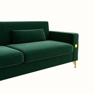 Modern Tufted Plush Velvet <b>Sofa</b> Set with Metal Accents Three Person Deep Seating for Apartment <b>Hotel</b> Villa Living Rooms - Product Image 5