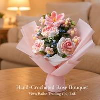 Petit bouquet de roses tricotées à la main BH, fleurs artificielles prêtes à l'emploi pour la Saint-Valentin, les anniversaires, les fêtes, pour exprimer vos sentiments