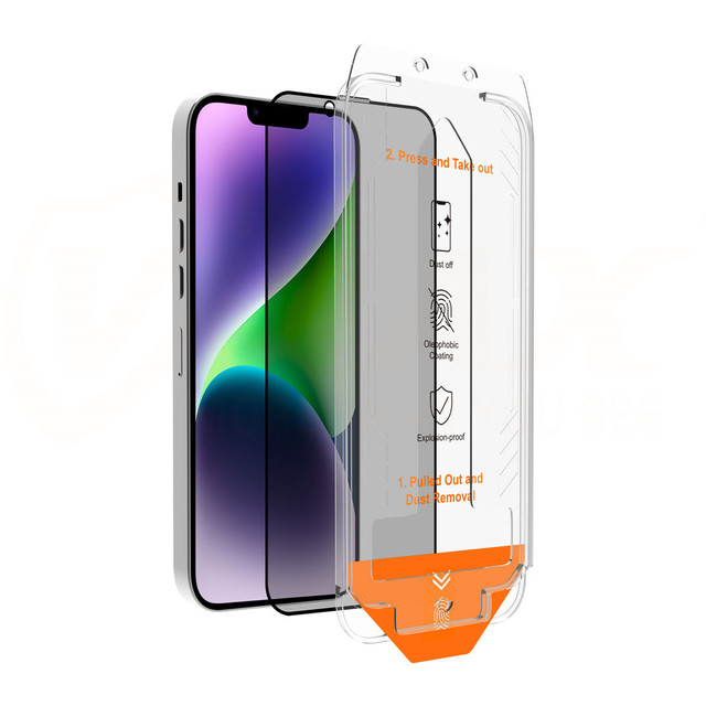 Dust-proof 2.5D Full Cover Automatic Alignment Tempered Glass Privcy Screen Protector for iPhone 14 Plus 13 Pro Max