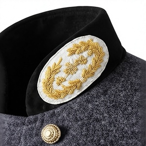 Vintage Medieval <b>Men's</b> <b>Overcoat</b> Woolen Frock Coat Handmade Embroidered Style Winter Outerwear - Product Image 5