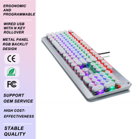 104 Tombol Keyboard Gaming Mekanik Berkabel Ukuran Penuh Tata Letak Spanyol RGB Backlit Panel Logam N Key Rollover Dapat Diprogram untuk PC