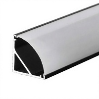 Profil LED d'angle de plafond en aluminium série 1000 à 45 degrés, argent/noir, pour éclairage intérieur, 20x20mm, pour décorations et extrusions