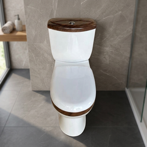 Inodoro de Cerámica de Dos Piezas con Ahorro de Agua, Estándar Europeo, Doble Descarga, Sifónico, Tipo S - Product Image 4
