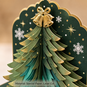Carte de vœux de Noël imprimée numériquement en 3D avec vernis brillant et motif d'arbre pour offrir en cadeau en saison - Product Image 4