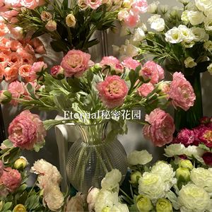 ช่อดอกโบตั๋นประดิษฐ์สีแดงกุหลาบ ซีเคร็ทการ์เดน ดอกไม้ผ้าไหมตกแต่งบ้าน อุปกรณ์ประกอบฉากงานแต่งงาน - Product Image 4