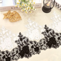 Découpe laser de tissus en velours, dentelle à double couche, garniture en maille pour lingerie, soutien-gorge, robe, robe de soirée, applique brodée 3D.