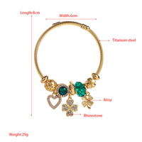 ODM perhiasan Fashion gelang wanita dapat disesuaikan baja tahan karat pesona bunga kristal Diy berlapis emas 18k