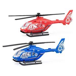 QS haute qualité Simulation alliage moulé sous pression modèle hélicoptère jouet 3 couleurs enfants rotation aile métal avion jouets avec carte d'apprentissage