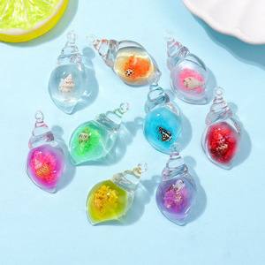 จี้เปลือกหอยสีแดงสดใส ประดับเรซิ่นรูปสัตว์ทะเล สำหรับสร้อยคอ พวงกุญแจ ต่างหู กระเป๋า ซัมเมอร์ 2024 - Product Image 1