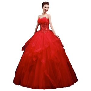 Strapless Ball Gown Evening Dress Empire Waist Ruffles Floor Length Wedding Dress For Women Plus Size - Product Image 5