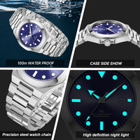 Montre pour homme en acier inoxydable de luxe 613 avec cadran en cristal, étanche, mouvement à quartz lumineux