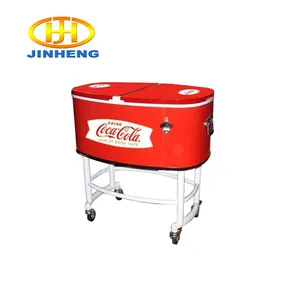 New Popular Retro Metal Ice Wine Cold Box Ice Bucket Cart with wheels