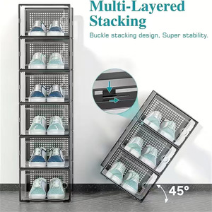Nueva caja de almacenamiento de zapatos transparente/estantería para zapatos hecha de plástico PP, a prueba de polvo y humedad, adecuada para dormitorios y - Product Image 2