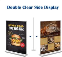 Porte-affiche en acrylique, présentoir double face Porte-papier en plastique Présentoir de menu de table Présentoir de bureau en forme de T