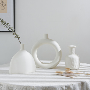 Ensemble de vases en céramique moderne Kch, blancs non vernissés, pour décoration de fleurs séchées, pour salon, cadeau de mariage - Product Image 2
