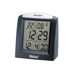 Mebus Funk-Wecker digital ohne 1x AAA Batterie 8x7x2,5cm schwarz - Product Image 1