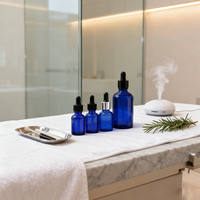 Flacon compte-gouttes en verre ambré 20ml 30ml 50ml 80ml 100ml 200ml bleu, réutilisable et personnalisable pour sérums d'aromathérapie